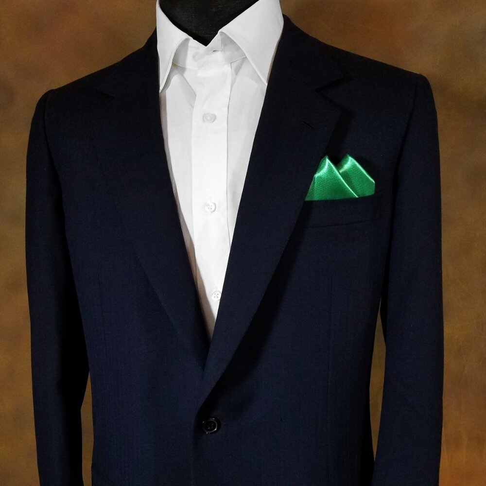 New - Men's 2 PT. Green Satin Pre-Folded Pocket Square Insert